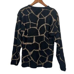 Vintage Nilani Metallic Thread Sweater Black Gold Crewneck - M